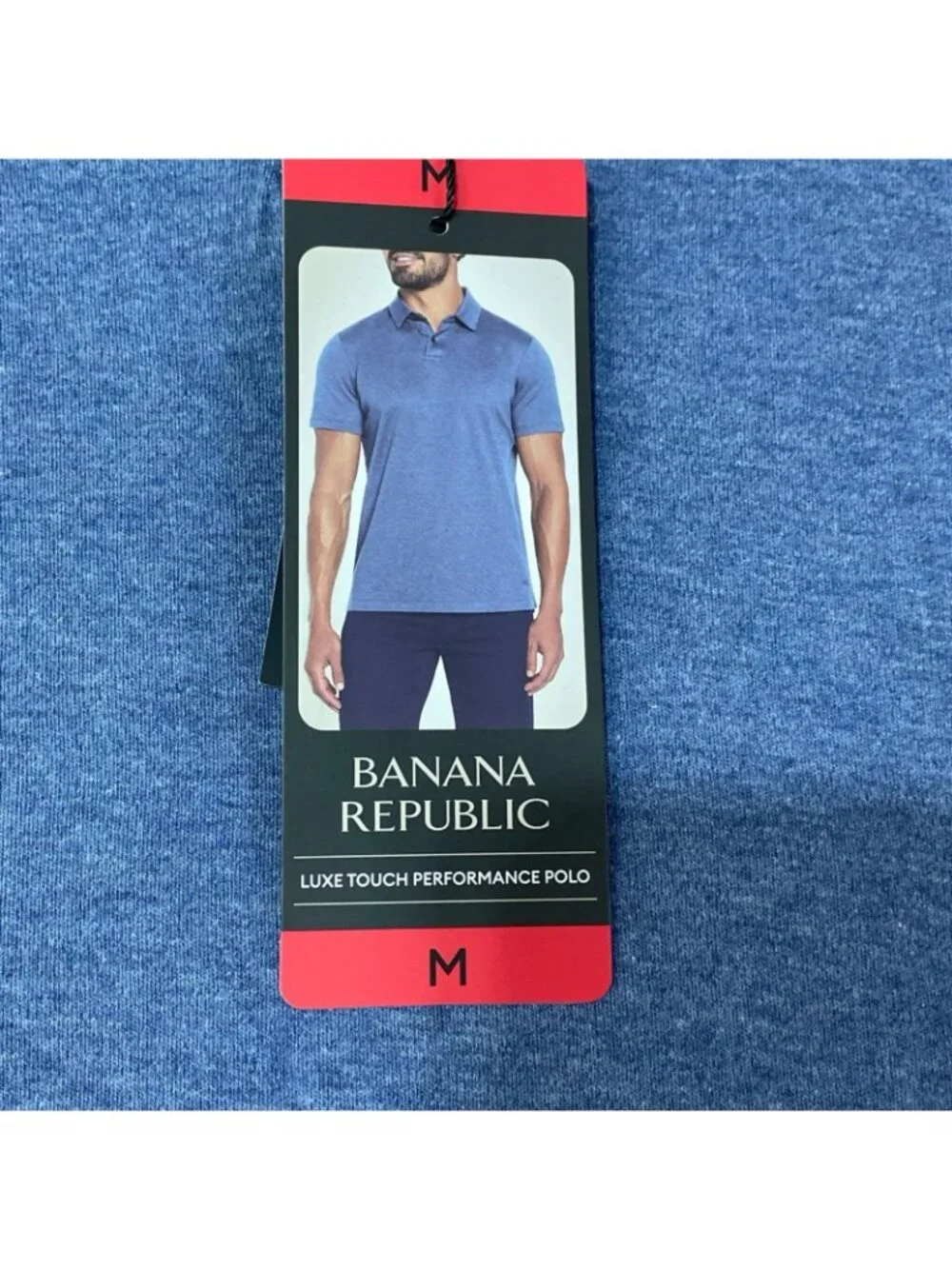 NWT Banana Republic Men's M Luxe Touch Performance Polo Shirt Blue Cotton C1184